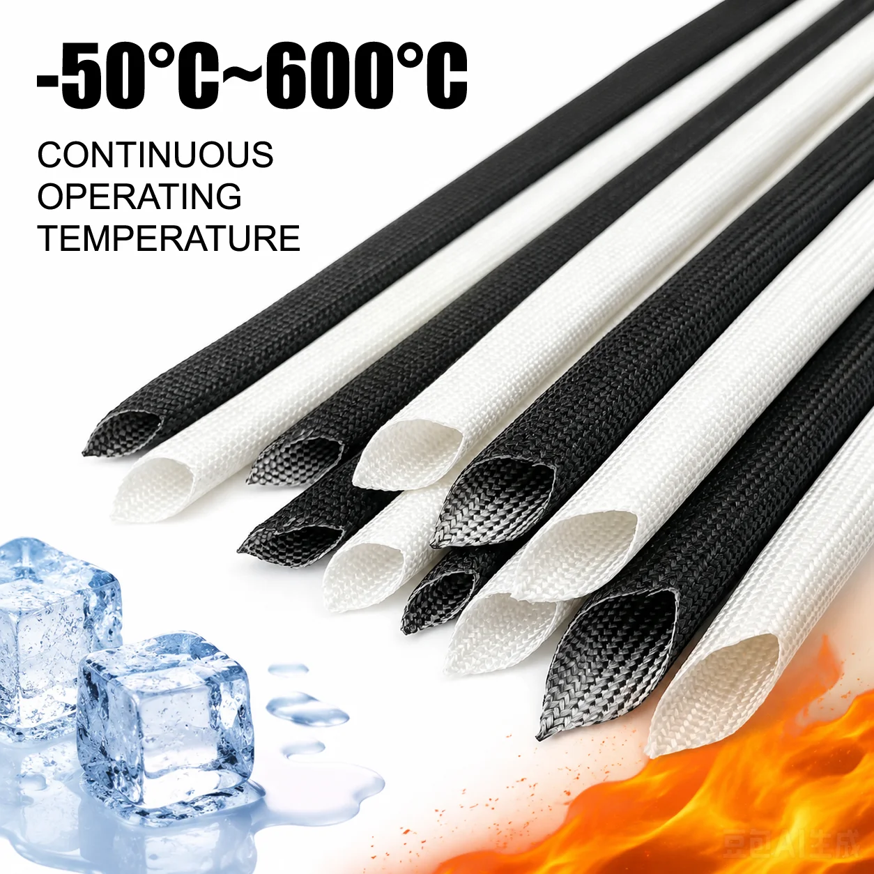 20/10/5/2M black/white 600 degree fiberglass tube ID 0.5-35MM High voltage flame-retardant wire insulation protective sleeve