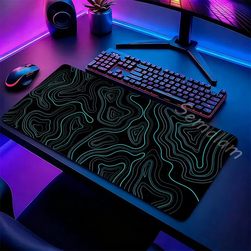 

Коврик для мыши с топографическим рисунком, нескользящая основа, фиксированный край, HD-печать, настольный коврик для игр, офиса, ноутбука, компьютера, аксессуары для рабочего стола