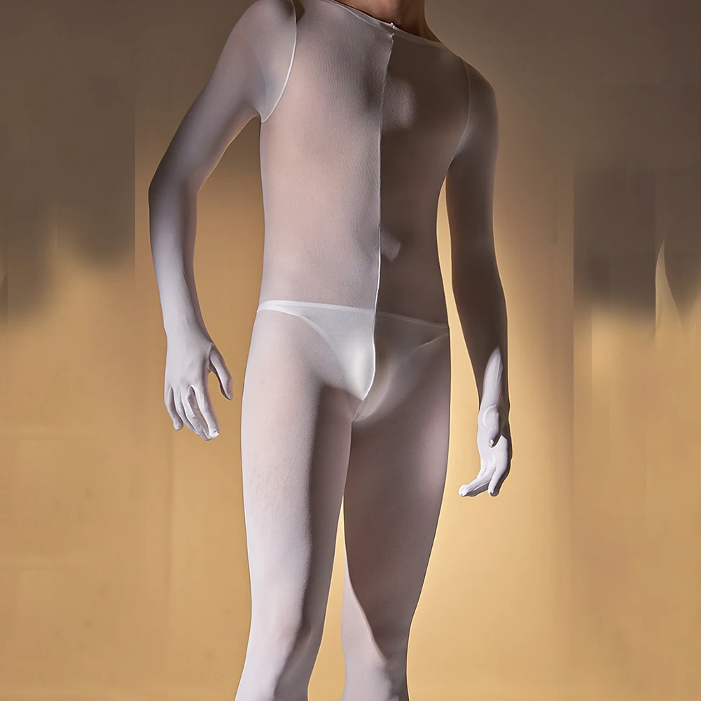 Men's Sexy Men Thermal Underwear Jumpsuit All in One-Overall Bodysuit Long Johns Five Fingers Velvet Men's Full Body Leotard