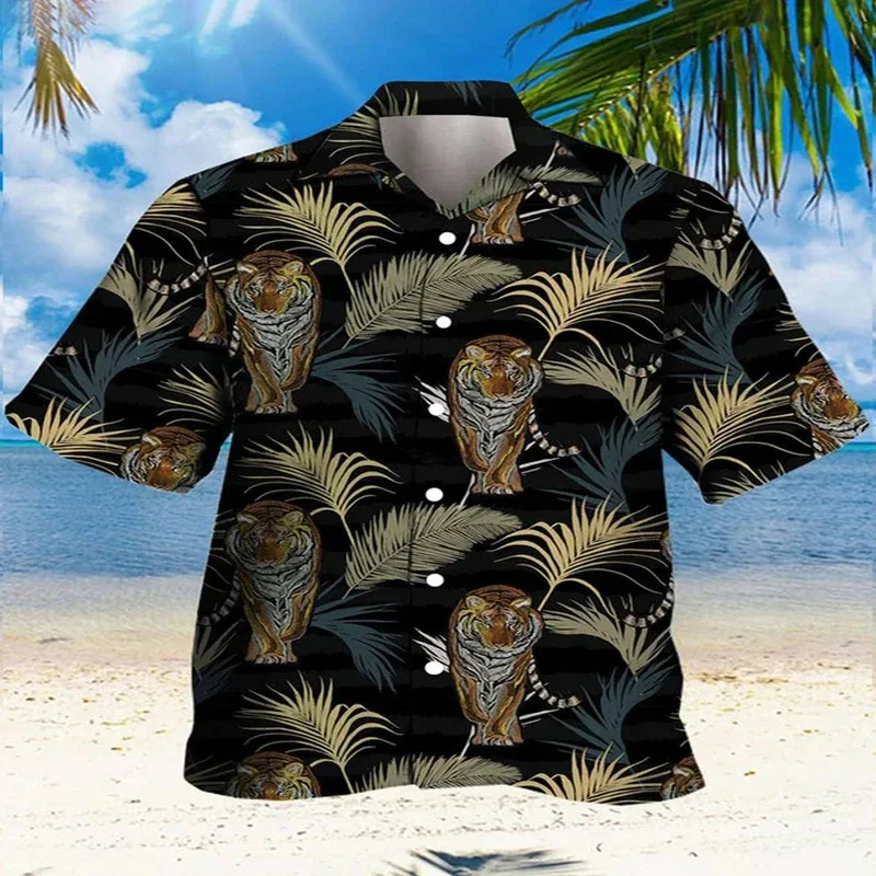 

Leisure Tiger Short Sleeve Shirt 3D All Over Printed Hawaiian Shirt for Men and Women Casual Shirt Unisex