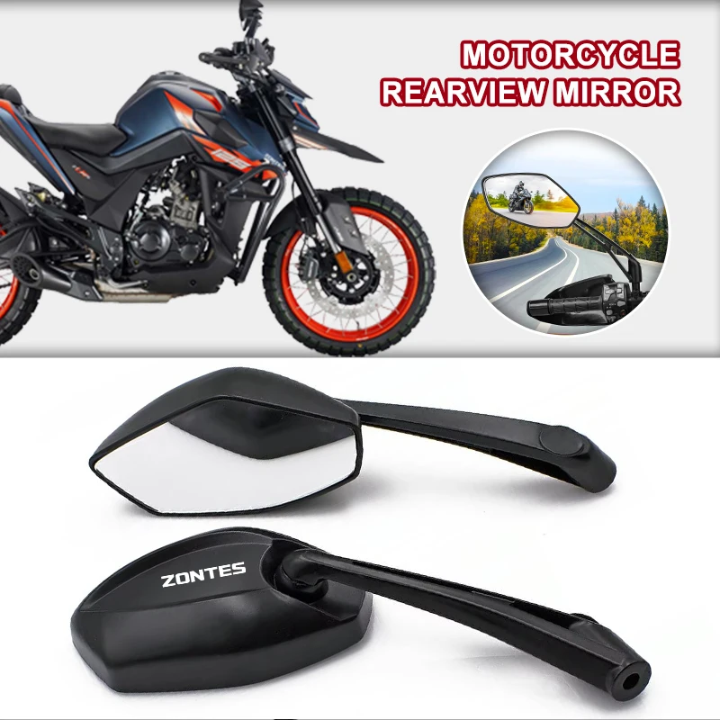 1 Pair 10mm 8mm Motorcycle Side Rearview Mirrors Wide Angle Adjustable For ZONTES RX4 RX5 Z400 RC401 RC300 Z300 S350 350X 350D