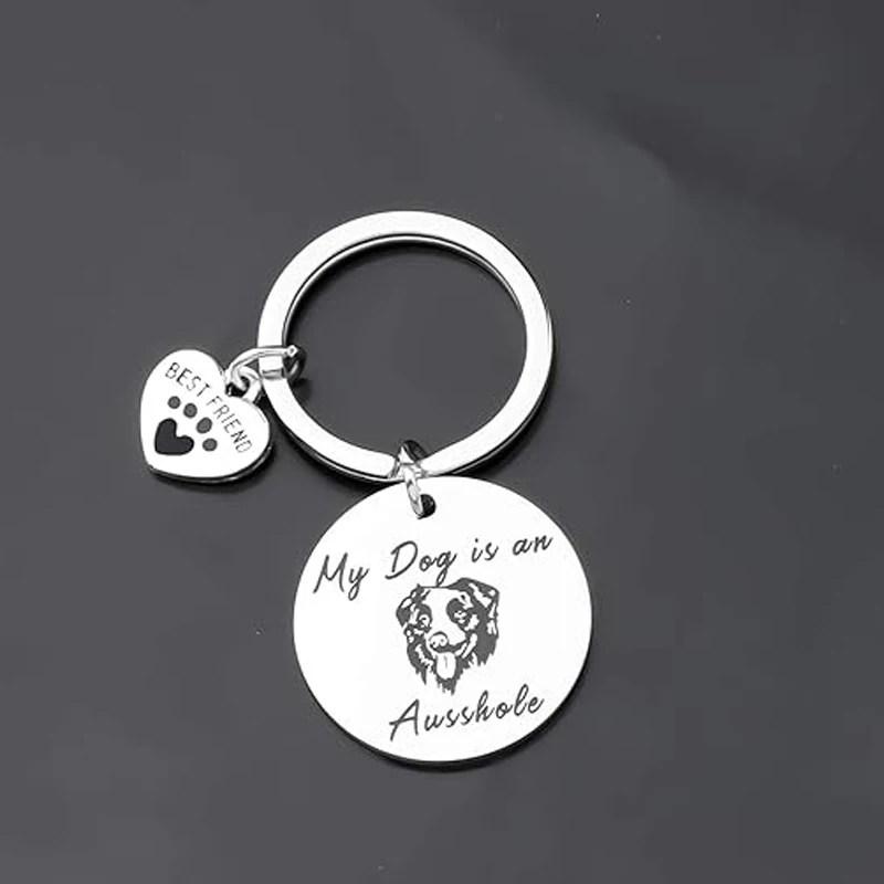 Australian Shepherd Keychain Funny Dog Lover Gift My Dog is an Ausshole Dog Aussie Gifts