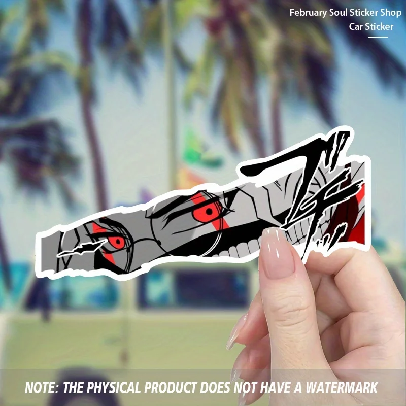 

2D плоская аниме-наклейка с красными глазами, водонепроницаемая виниловая наклейка для окна автомобиля, топливного бака, мотоциклетного шлема и ноутбука
