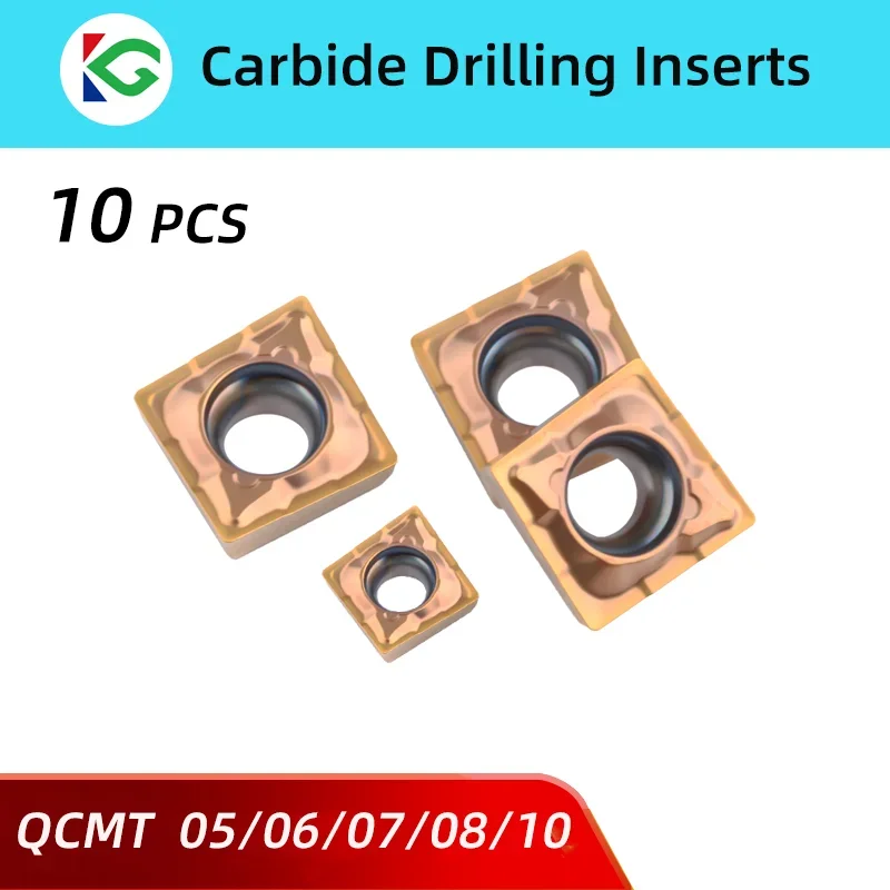 10 Stück Qcmt U Drill Insertos Para Torno Metal Duro Hartmetall-Drehmaschineneinsätze Schnelles heftiges Bohren Hartmetallplatten