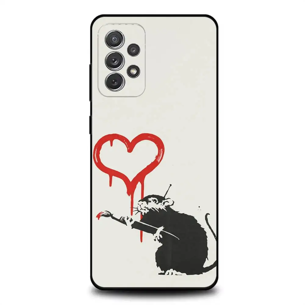 Casing Ponsel G-Graffiti Artist B-Banksy untuk Samsung S 25,24,23,22,30,21,10,9,Ultra,Plus,Lite,FE,4,5G Casing Lembut Hitam