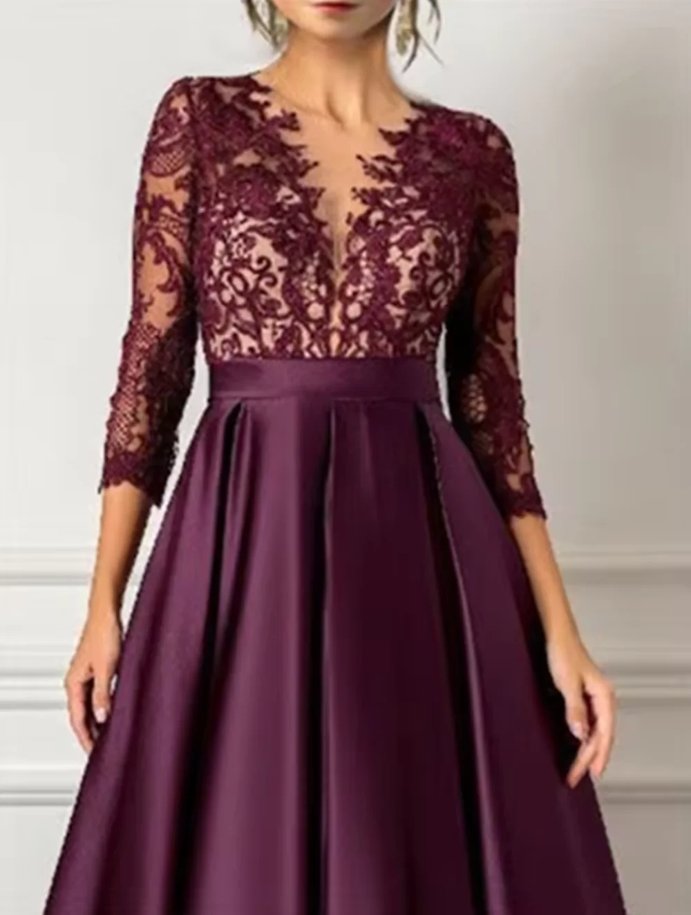 Satin Cocktail of Dresses Wedding Dress Lace Ball Gowns Purple Luxury Evening Mom Guest Party Gown Womens Long customized Women