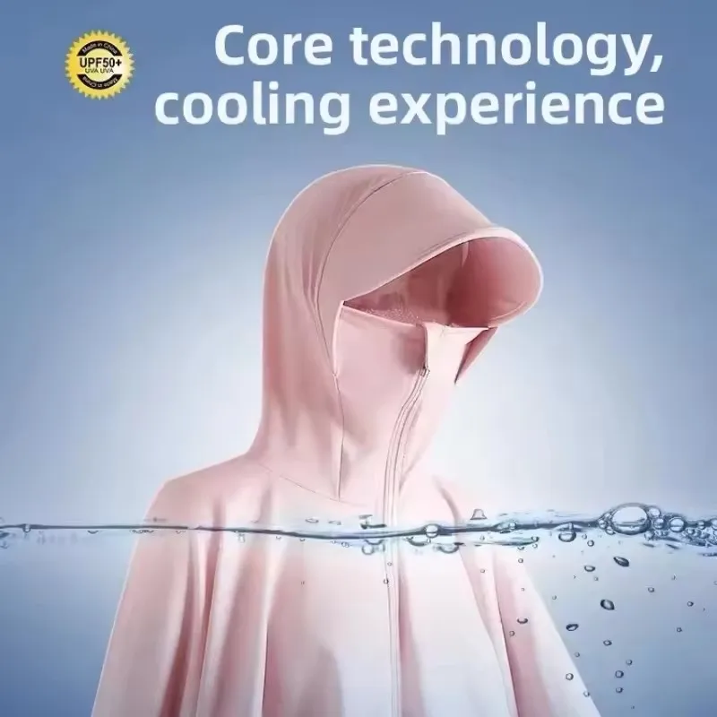 Ice Silk Sun Protection Hooded Top Women Cape Style Fully Covered Breathable Sun Protection Clothing Outdoor Leisure Daily Wear image 3
