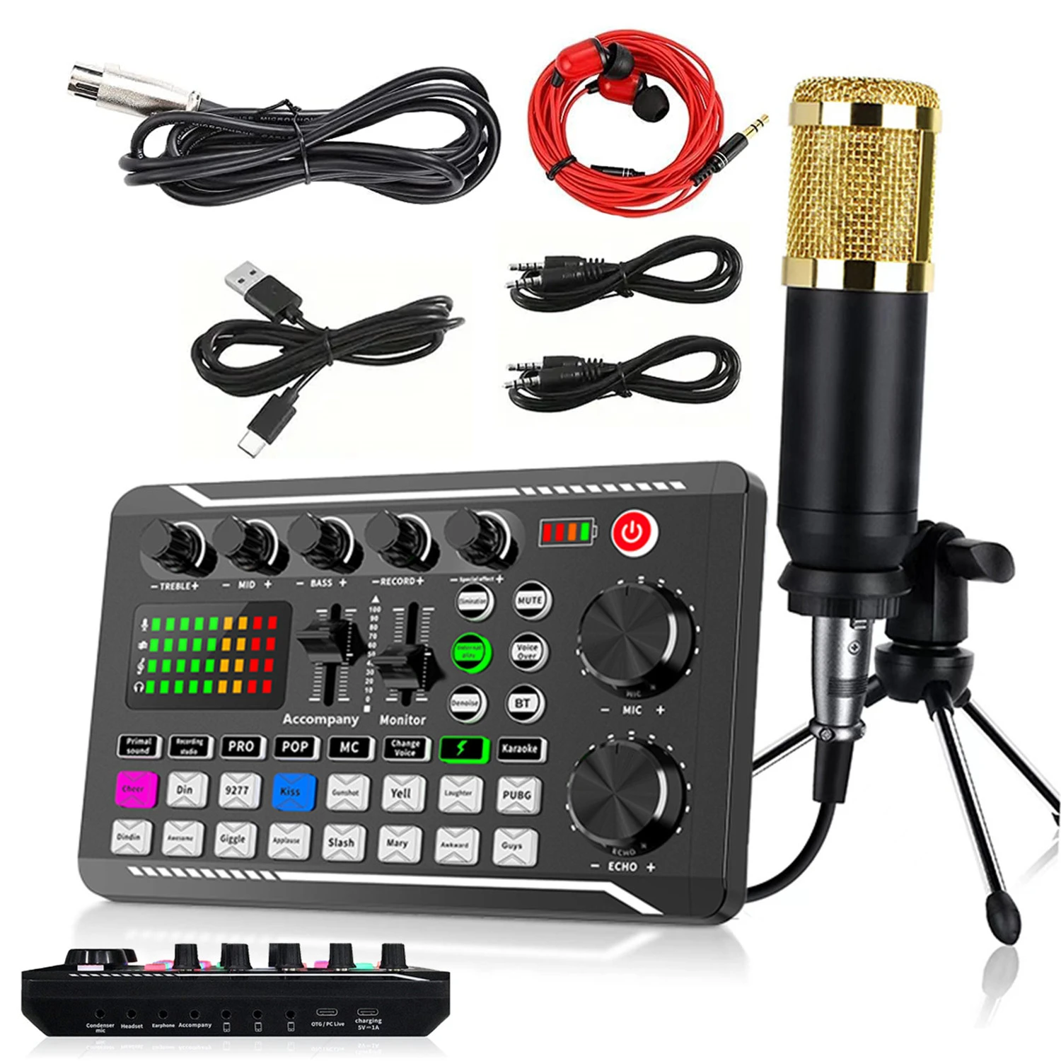 F998 BM800 Sound Card Set Professional Audio Condenser Mic Studio Microphone for Karaoke Podcast Recording Live Streaming