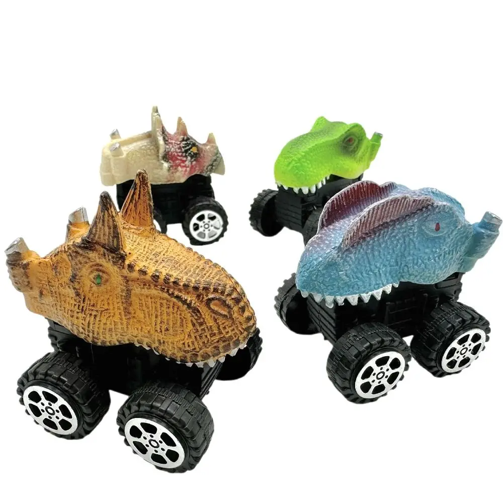 4szt Creative Press and Go Car Toy Mini Montessori Dinosaur Inertia Car Toy Cute Cool Dinosaur Pull Back Toy Car