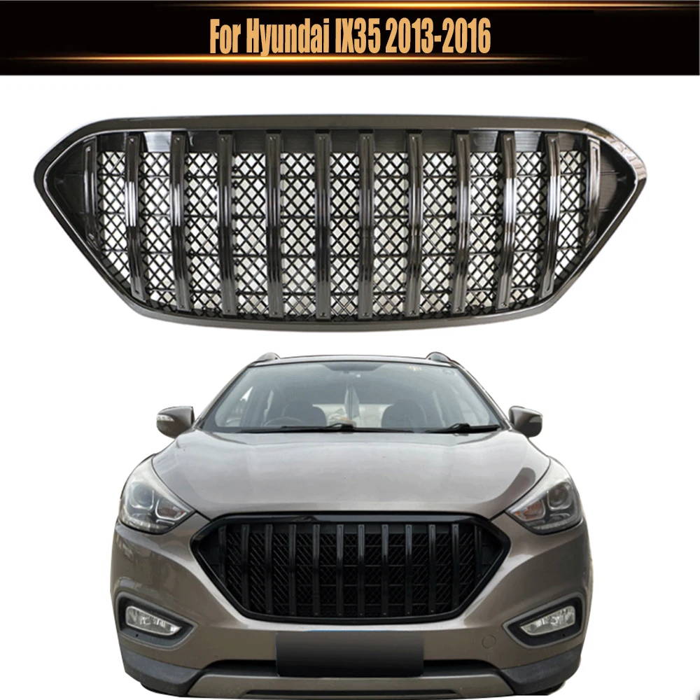

For Hyundai IX35 2013-2016 ABS Accessories Gloss Black Or Chrome Car Upper Racing Grille Hood Grill Front Radiator Grille Fits
