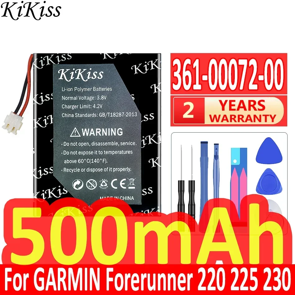 KiKiss 500mAh Replacement Battery 361-00072-00 For GARMIN Forerunner 220 225 230 235 620 630 735XT Batteria + Free Tools