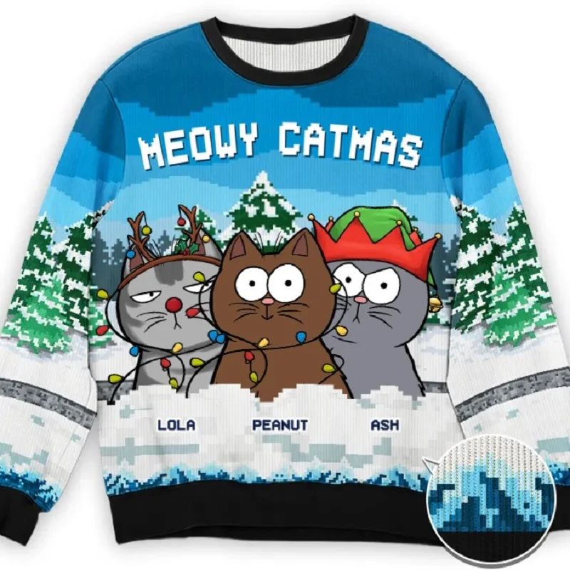 Cartone animato gatto brutto maglione di natale maglione di natale stampa 3D regalo babbo natale Pullover uomo 3D felpa autunno inverno Top