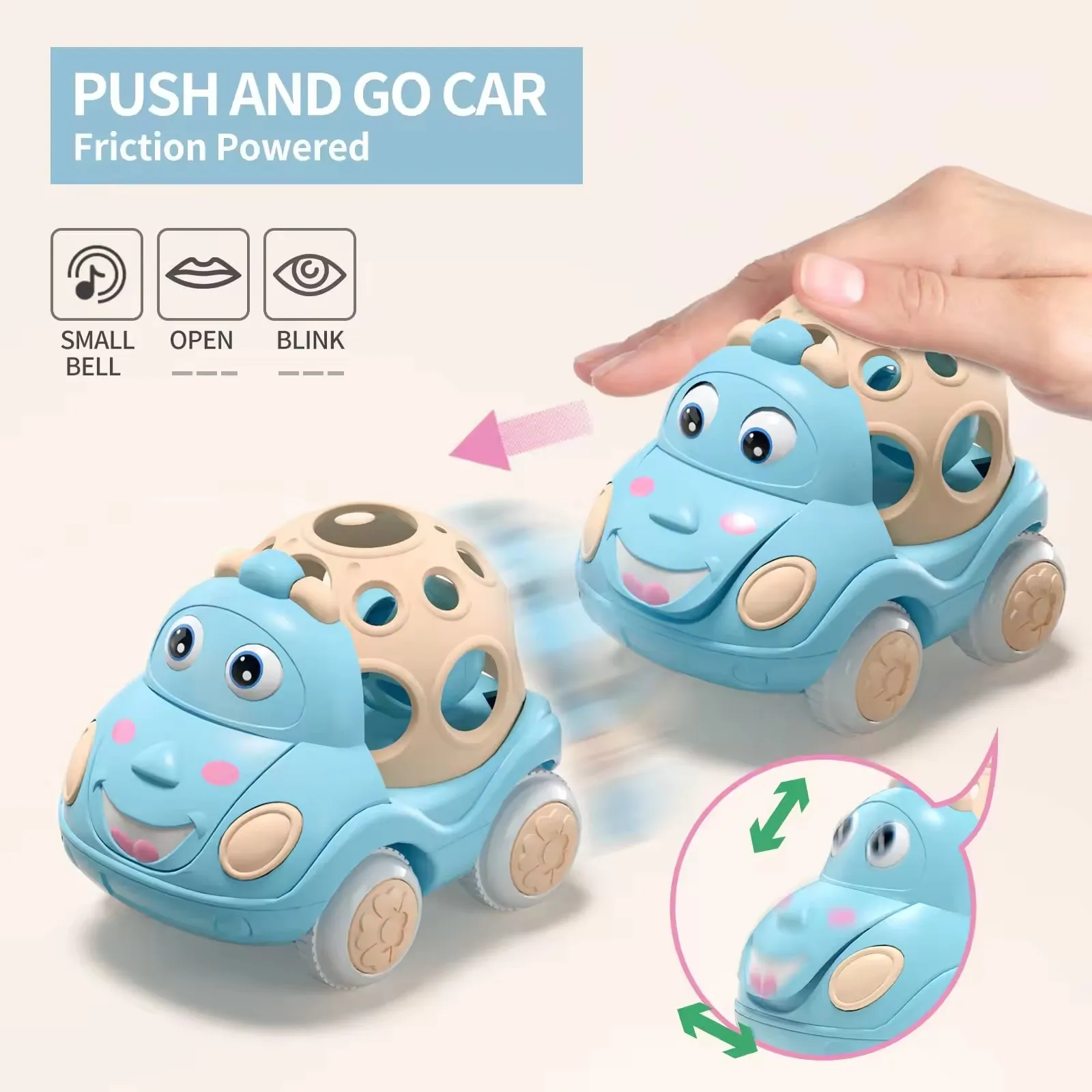 Baby Car Toy Cute Animal Model Baby Soft Rubber Push Car Baby Rattle Inertia Walking Toy For Children Babies Crawling Toys 2 3 Y