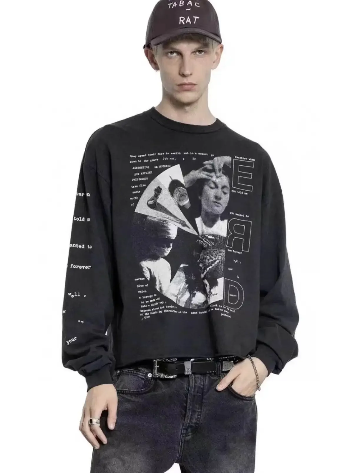 ER/D 25ss Eternal Dance Black Portrait Print Long Sleeve Sweater