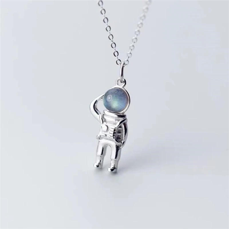 Sole Memory Fresh Astronaut Creativity Dream Space 925 Sterling Silver Clavicle Chain Female Necklace For Women Gift NE551