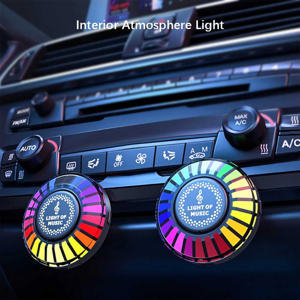 Desktop Magnetic RGB Pickup Ambience Lights, LED Car RGB  Atmosphere Light, Voice Control Music Rhythm Lamp,APP Control for Car