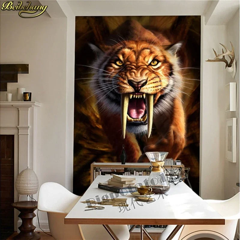 custom tiger 3d photo wallpaper Stereoscopic abstract art backdrop wallpaper for living room large mural wall paper Stickers