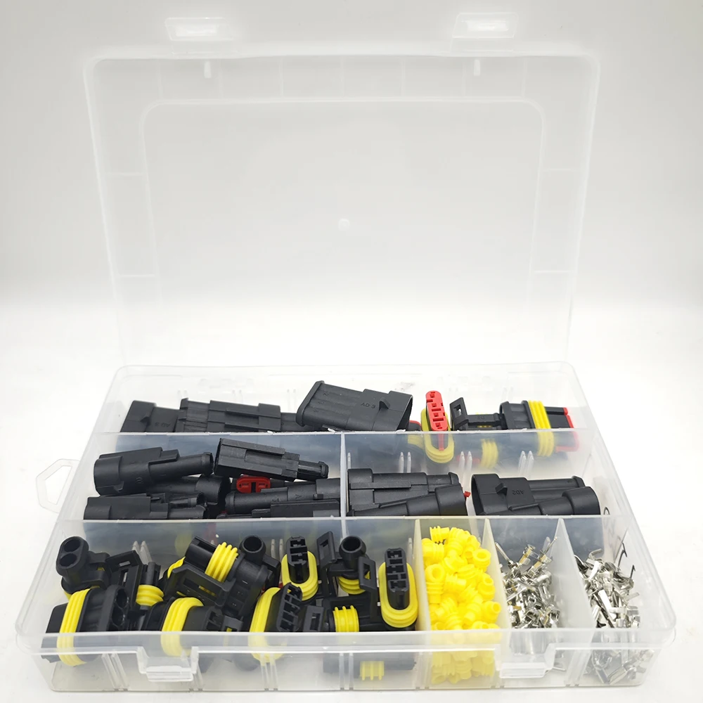 240PCS Car Electrical Connectors Kit, Waterproof 1/2/3/4 Pin Male Female Connector Terminals, 20-16 AWG Wire Connectors Plug