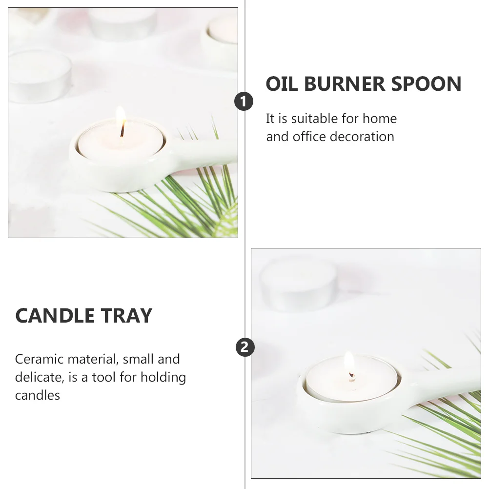 

10pcs Anti-Scald Spoon Holder Ceramic Tealight Tray For Home Office Decor Spa Yoga Meditation Use Small Heat-Resistant