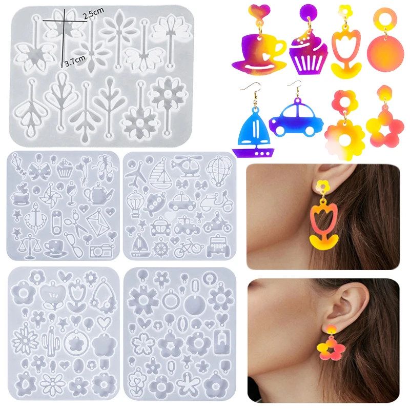 DIY handgemachte Ohrring Anhänger Kristall Epoxidharz Silikonform Sterne Mond Herz Formen Anhänger für Schmuckherstellung Schlüsselanhänger Dekor