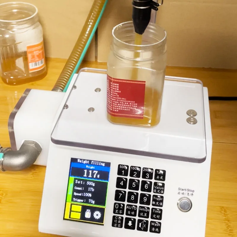 Automatic Weighing Honey Filling Machine Viscous Paste Filling Machine  Dual Filling Modes Adjustable Lifting Lever 220V 110V