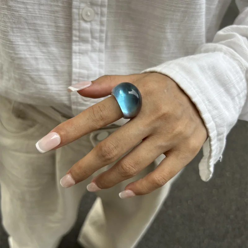 Women's Oversized Multicolour Resin Dome Ring