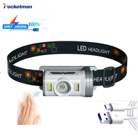 LED Induction Headlamp Long Life Flashlight Rechargeable Red Blue Light Headlight Cap-clip Lamp Outdoor Fishing Camping Torch