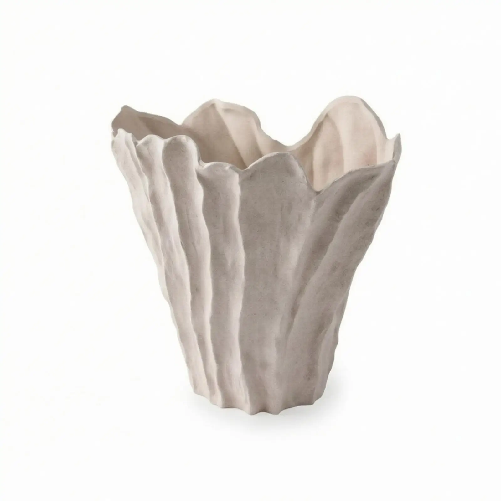 Handcrafted Ceramic Vase with Irregular Fluted Design for Entryway Table Decor Luxury Home Accent