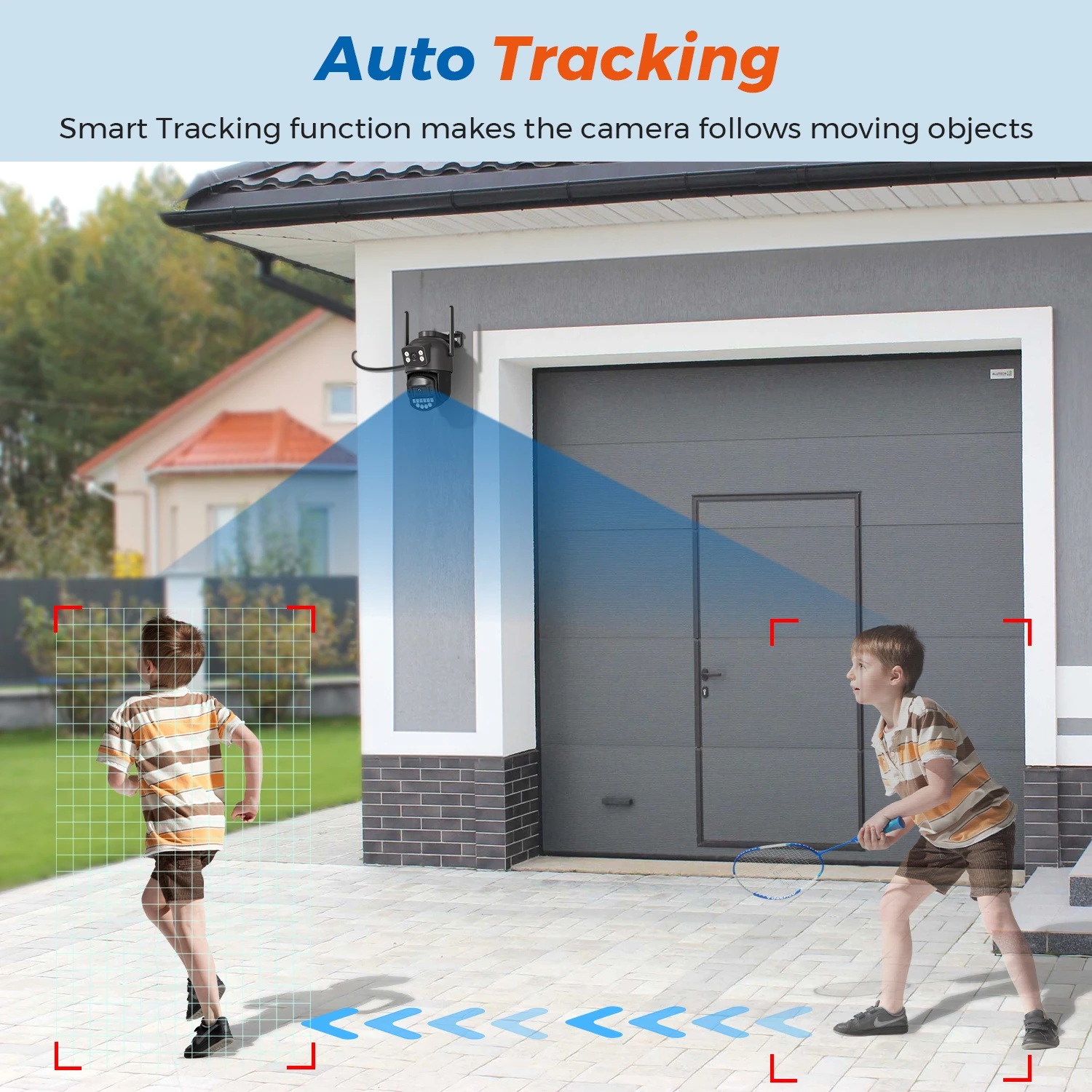2er-Pack 5K 10MP HD WiFi PTZ-Kamera für den Außenbereich mit 8MP Dual Lens Dual Screen AI Auto Tracking IP CCTV Audio Videoüberwachung – Detail 14