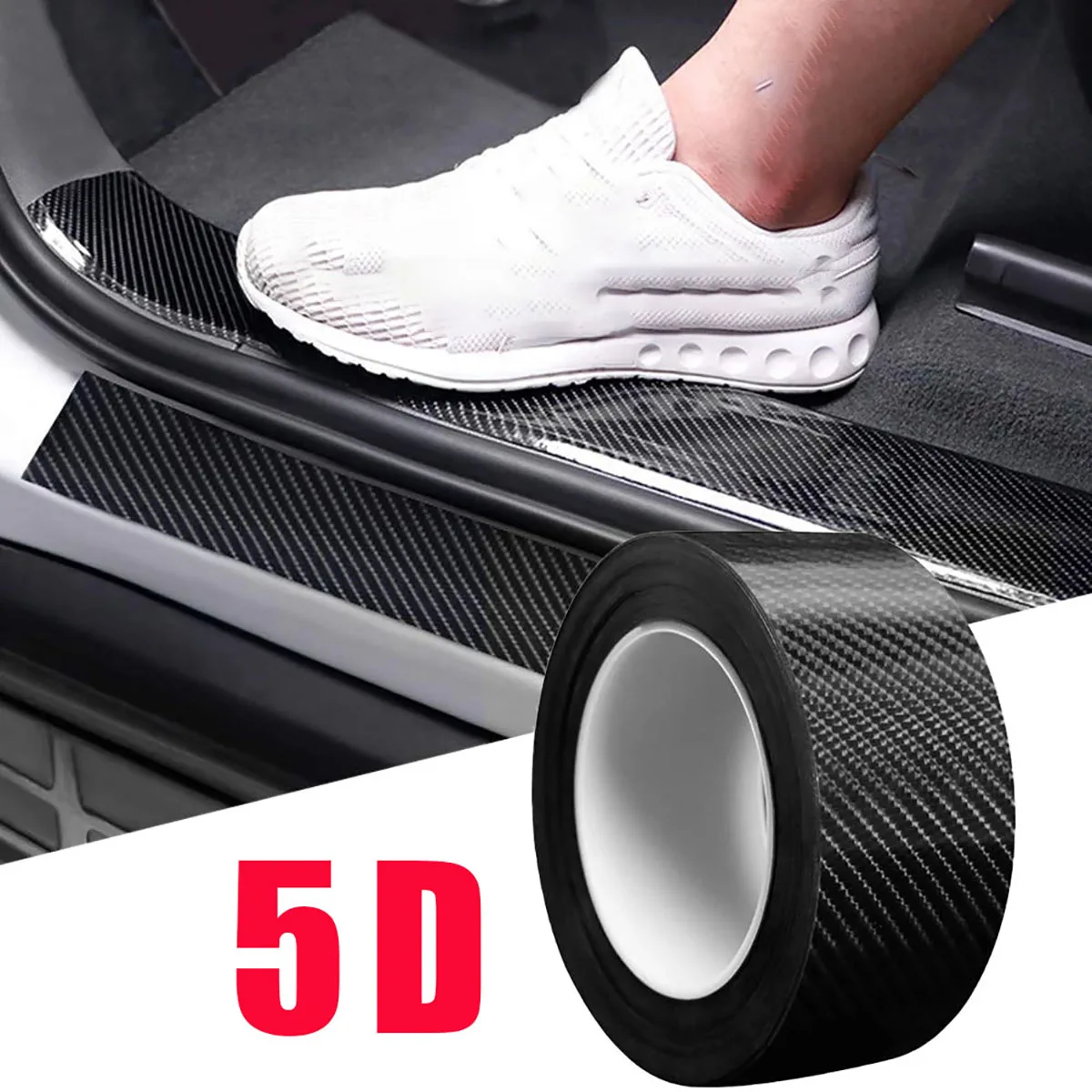 

Car Stickers Waterproof Cars Accessories 5D Carbon Fiber Car Sticker Anti-Collision Strip Tape Door Threshold Protection Film