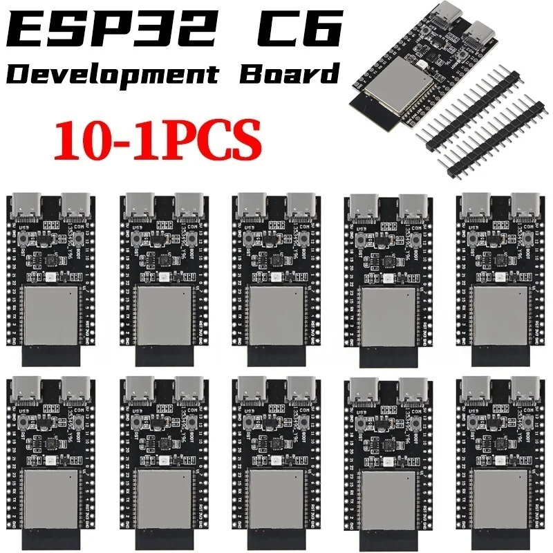 10-1PCS ESP32-C6 ESP32 WiFi+Bluetooth Internet Of Things ESP Development Board Core Board ESP32-C6-DevKit C N16R2 For Arduino