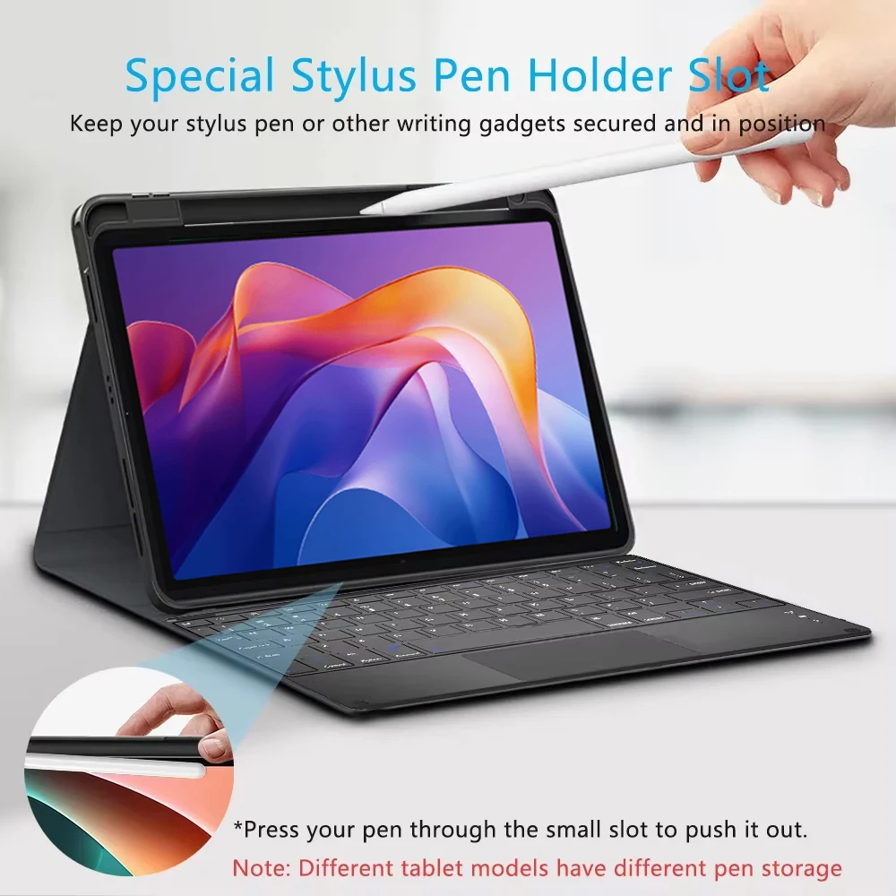 레드미 패드 2 11인치 2025용 키보드 케이스, 샤오미 레드미 패드 2 11인치 태블릿 케이스 (펜슬 홀더 및 블루투스 키보드 포함)