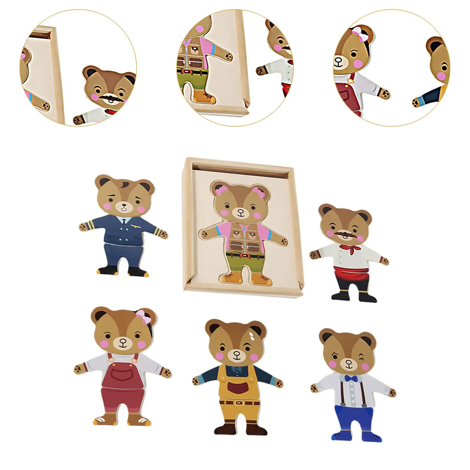 Bear Dress up Puzzle Preescolar Aprendizaje Cambio Ropa Juegos para Niñas Niños