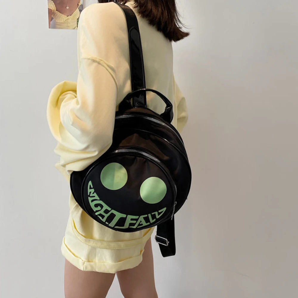 SYZM Fashion Devil Smiling Face Backpack  Individual Round Bags Summer Women Girls Backpack Small Children Shoulders Bag