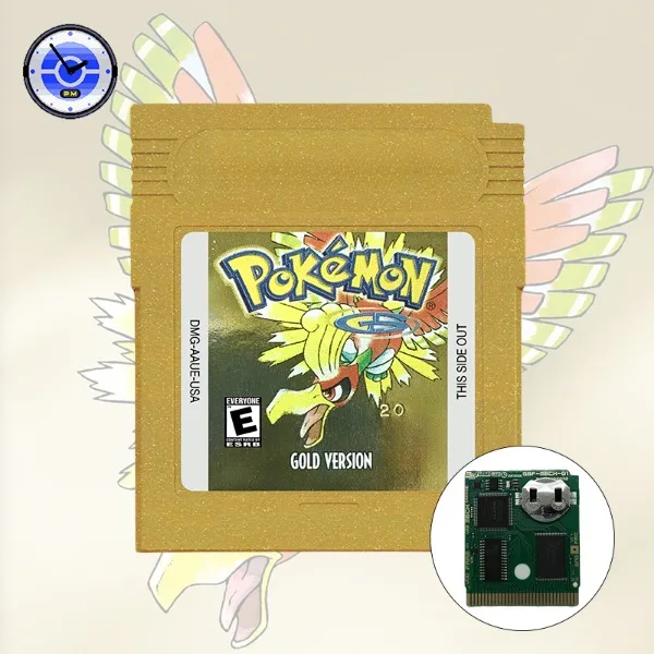 Cartuccia per videogiochi GB/GBC RTC Pokemon blu/cristallo/verde/oro/rosso/argento/giallo con batteria versione USA