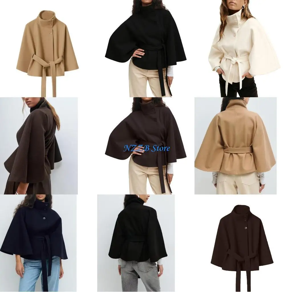 

T21F Women's Sleeve Fashion High Neck Coat