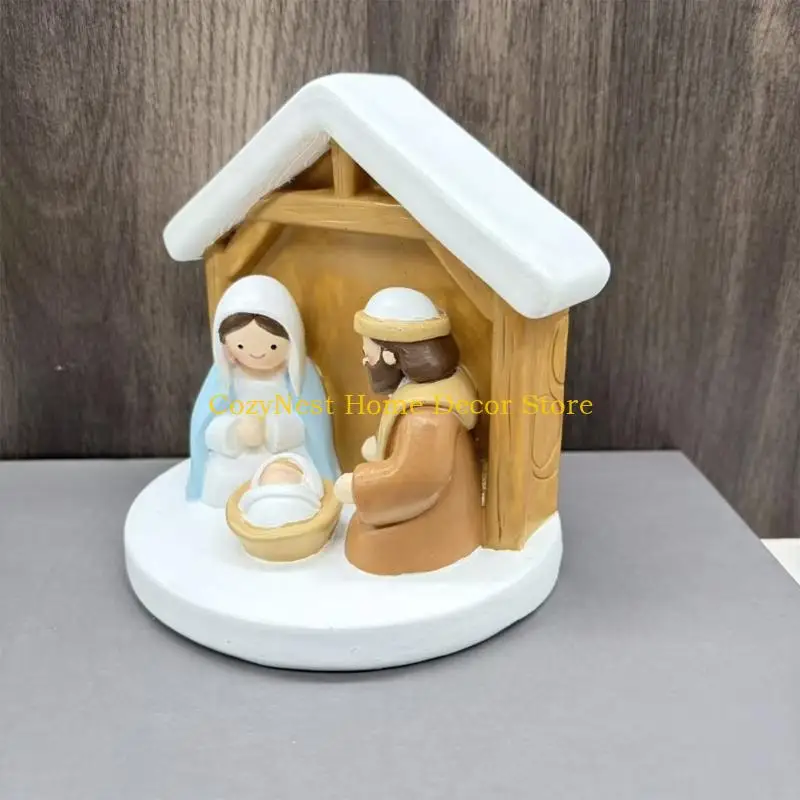 92MF Christmas Nativity Figurine,Stable Nativity Scene Holy Family Collectable Decors