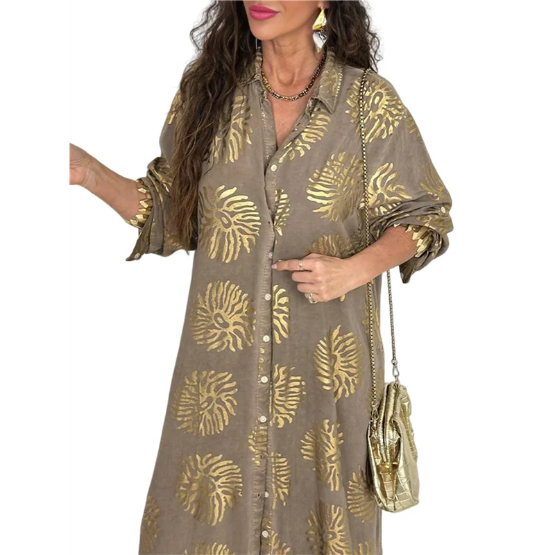 【SEE】Vestido bohemio con estampado floral para mujer, vestido largo de manga corta con escote en V profundo y abertura lateral, vestidos largos fluidos de corte A