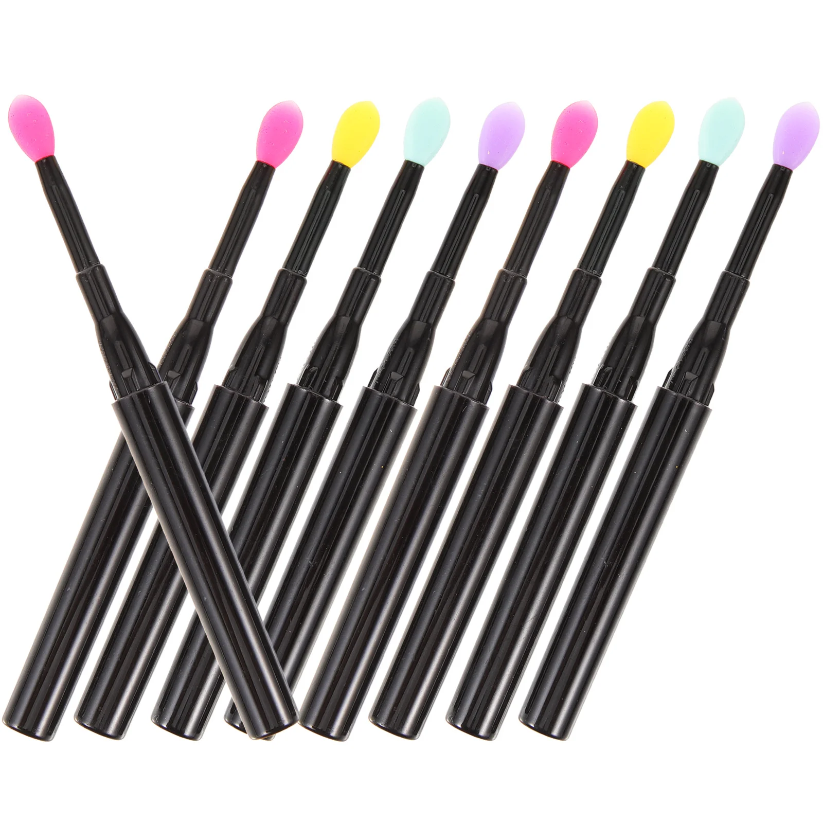 12개입 아이섀도우 어플리케이터 실리콘 메이크업 브러쉬 세트 휴대용 재사용 가능한 립 블렌딩 어플리케이터