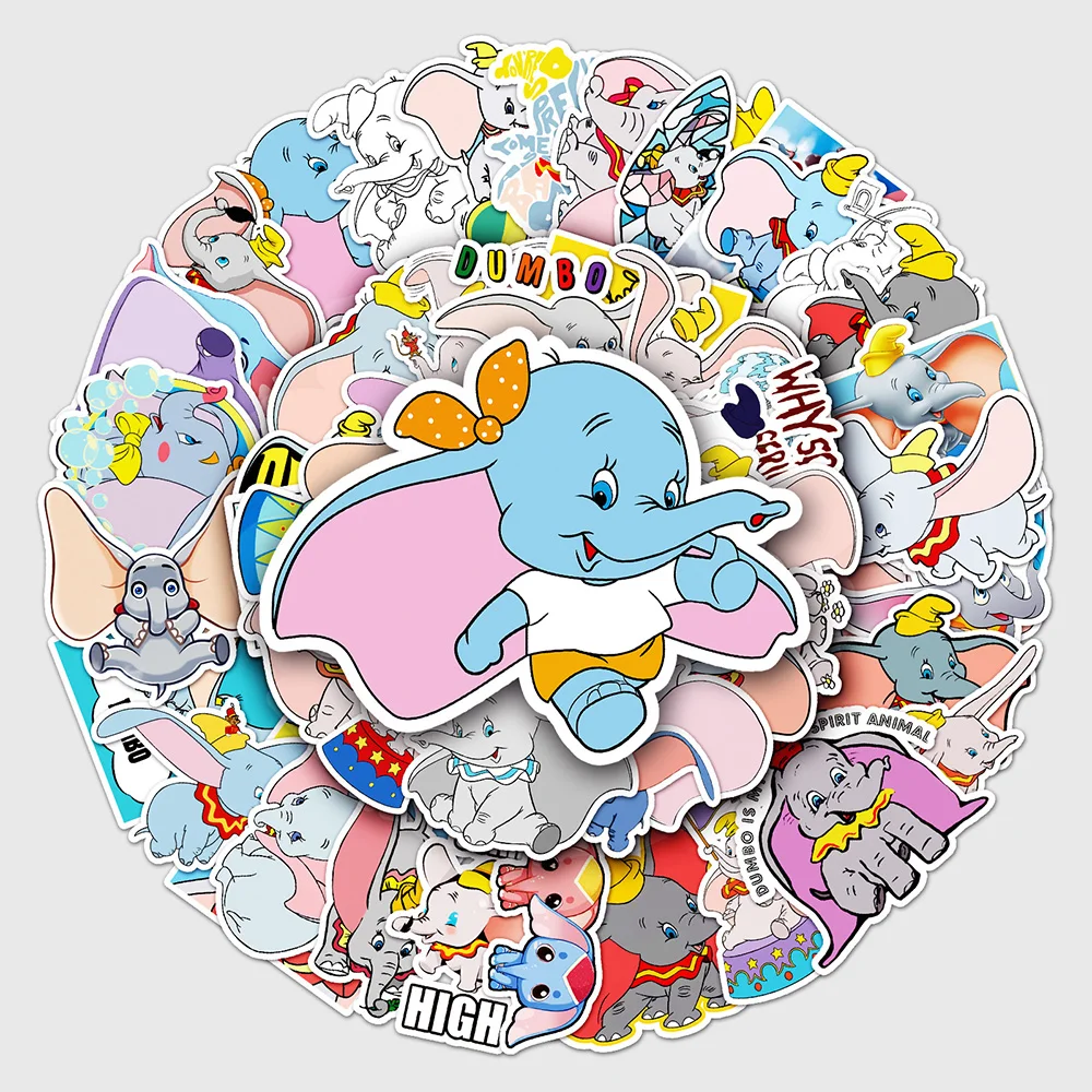 10/30/50PCS Disney Dumbo Stickers Cute Cartoon Elephant Decals Toy Suitcase Bike Notebook Guitar Car Waterproof Sticker For Kids