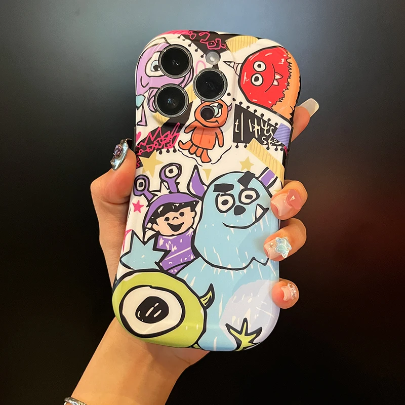 Disney Cute Graffiti Sulley Mikey Mickey Toy Story Dumbo Phone Cover For iPhone 11 12 13 14 15Pro Max Cartoon Cute Soft IMD Case