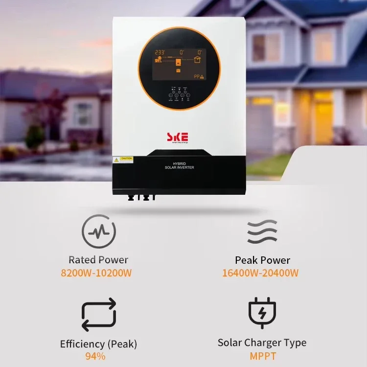 

SKE in Stock 8KW 10KW Inverter Built-in WIFI 48V MPPT Controller 230VAC Single Phase Home Dual MPPT Hybrid Solar Inverter 10KW