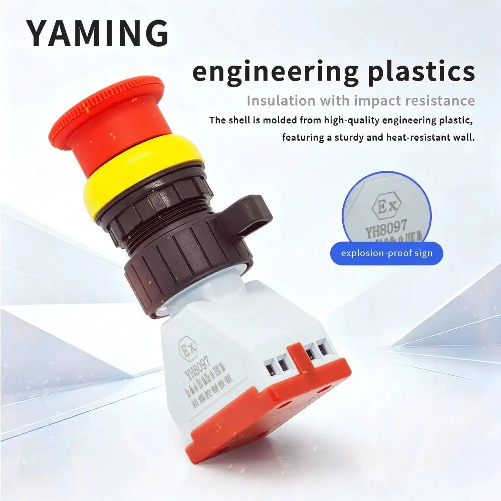 Explosion-proof Mushroom Head Push Button Switch Latching Rotating Lock Emergency Stop 1NO 1NC Silver Contact Control