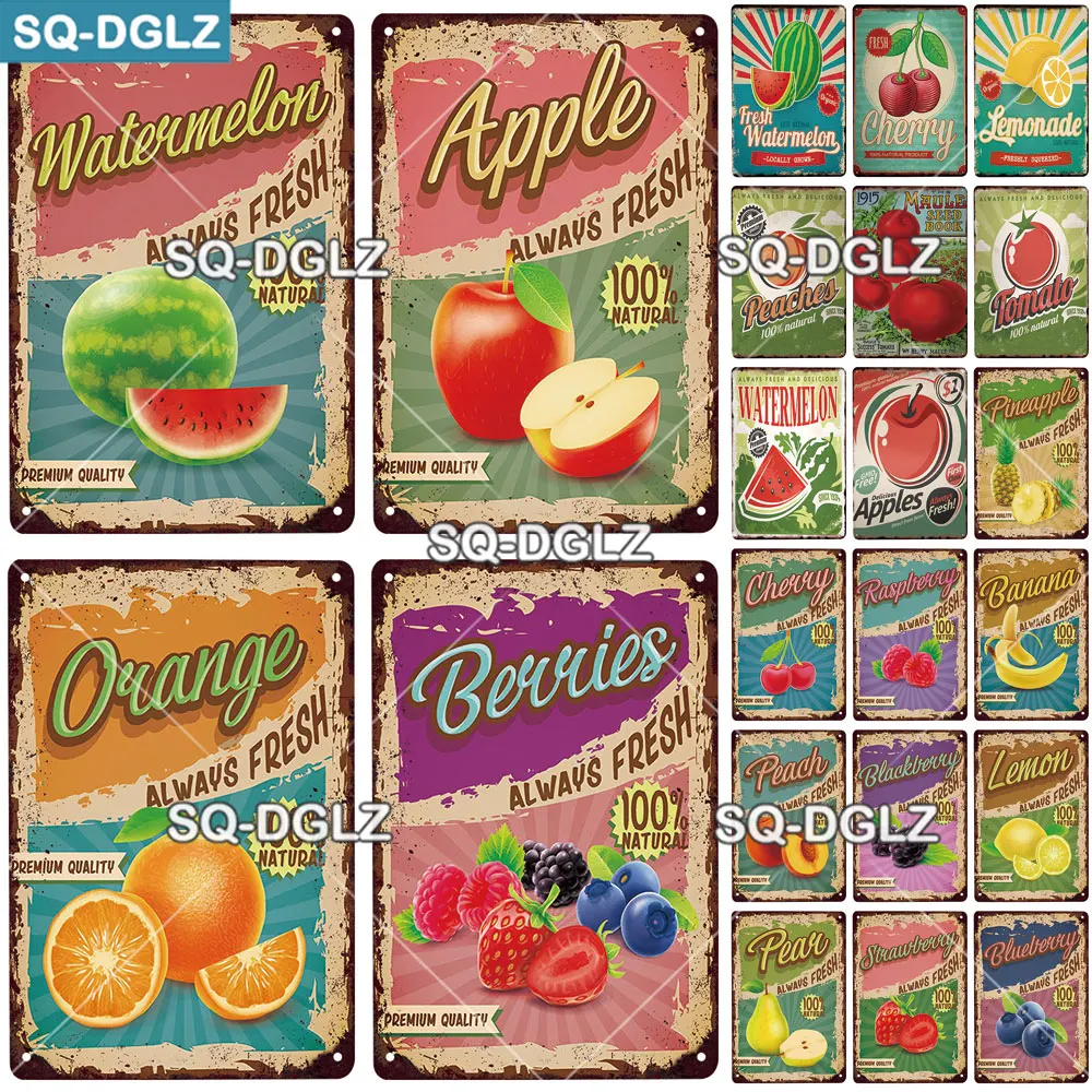 

Metal Sign Fruits Vegetables Wall Art Decor Vintage Tin Poster Plaque Bar Cafe Kitchen Home Decoration