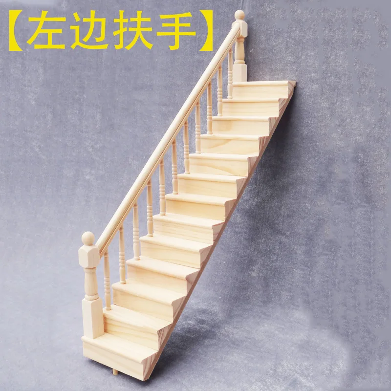 1:12 Diy Doll House Accessories Small House Furniture Model Staircase with Handrails Doll House Handmade Ornament Accessories