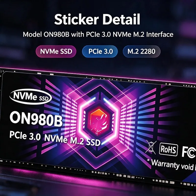 ON980B 500GB-4TB SSD NVMe M.2, High Speed, Portable Solid State Hard Disk Drive for Laptop Desktop Computers.