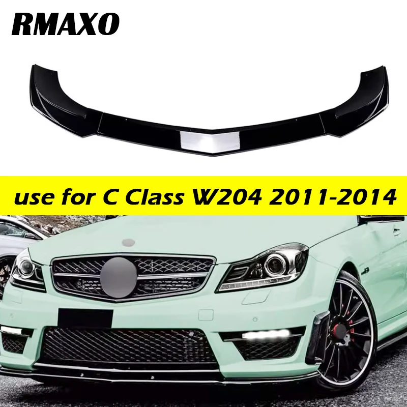 For Mercedes-Benz C-Class C63 AMG W204 2011-2014 3pcs front bumper lip splitter diffuser spoiler body kit Style YDK