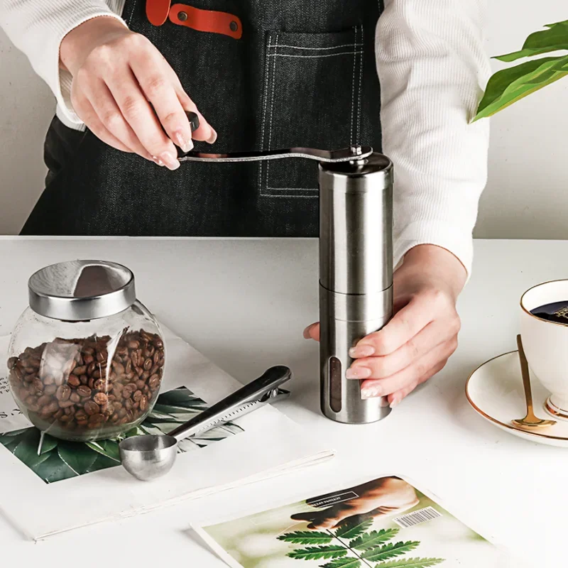 

Kitchen Manual Coffee Grinder Mini Hand Handmade Coffee Bean Burr Grinders Mill Stainless Steel Tool Grinders Coffee Accessories