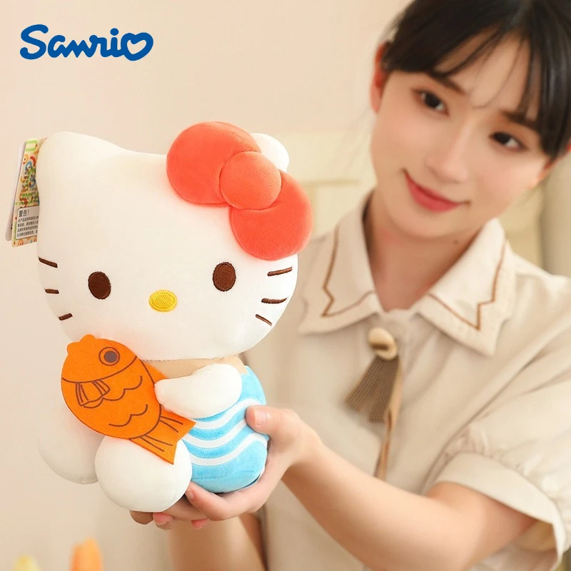 

21CM Sanrio Hello Kitty Plushie Cartoon Anime Kawaii Peluche Comfortable Soft Doll Cushion Ornament Children Toy Holiday Gift