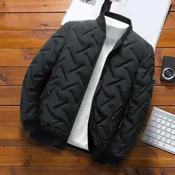 Chaqueta Bomber ligera con cuello levantado para hombre, abrigo con cremallera, relleno esponjoso, elegante